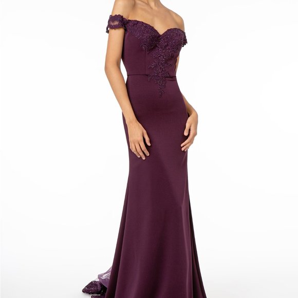 Embroidered Off Shoulder Prom Evening Dress GL2958 - Picture 8 of 8